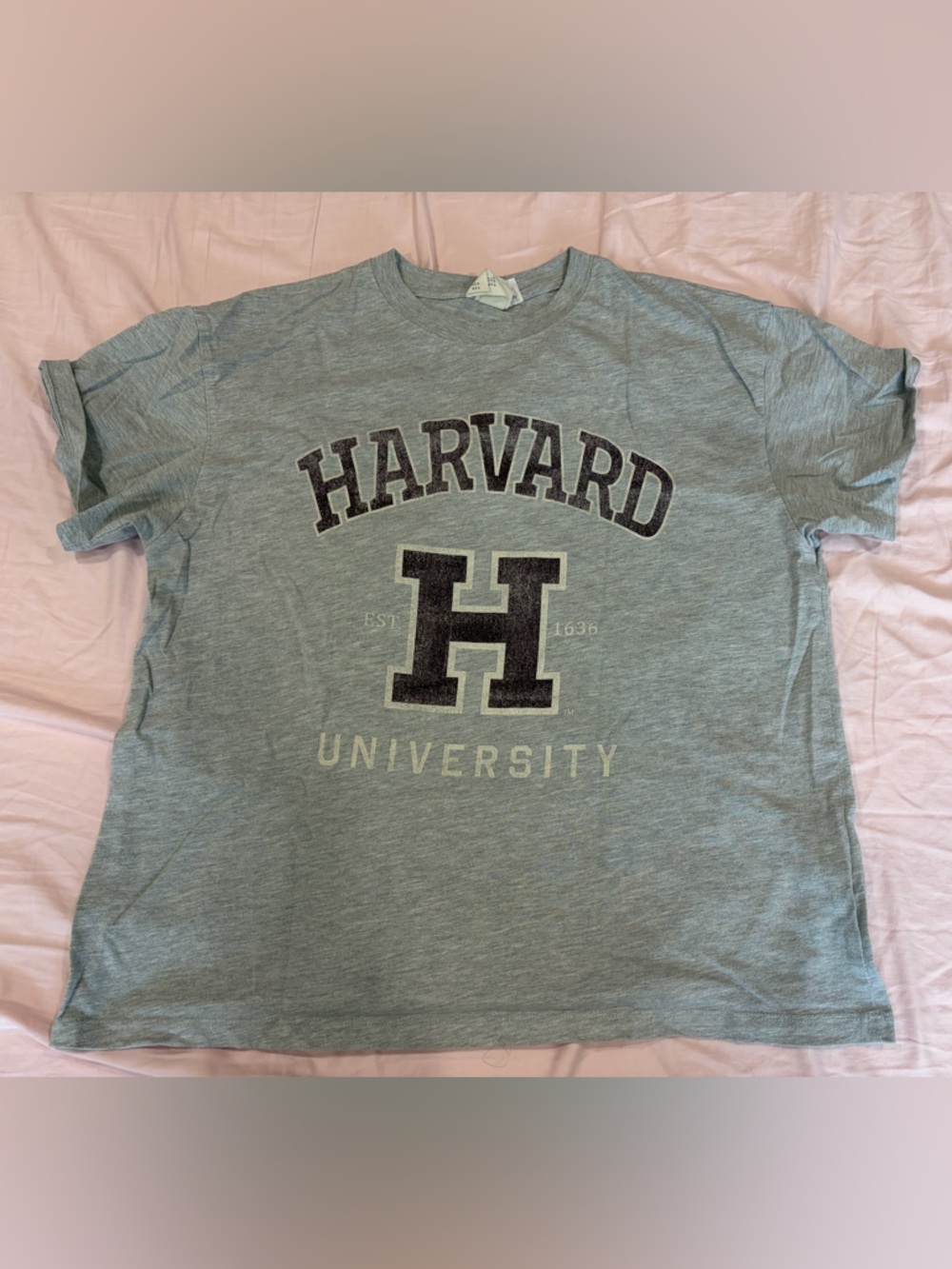 H&M Gray Graphic University Tee with Dark Lettering